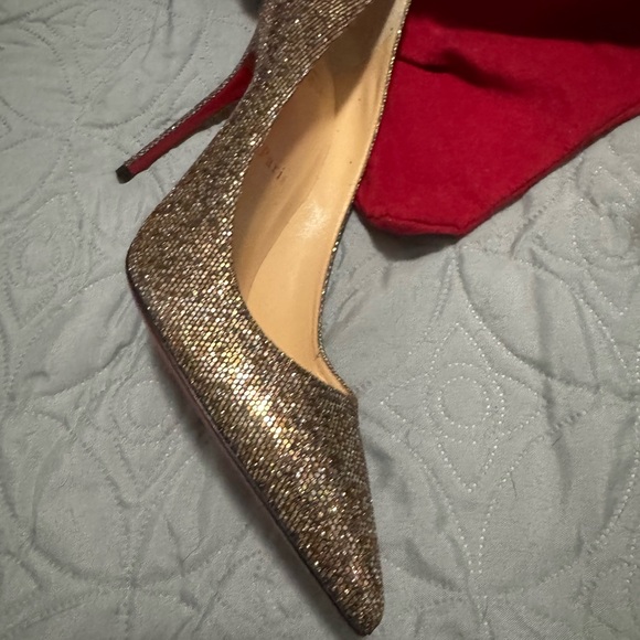 NIB CHRISTIAN LOUBOUTIN DÉCOLLETÉ 554 100 GLITTER REGINA STILETTOS - Picture 2 of 7